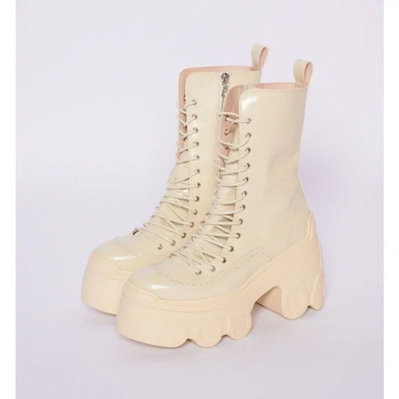 Simone Rocha 36 US 6 Biker Boots Platform Patent Leather lace-up New with Defect - Picture 3 of 16